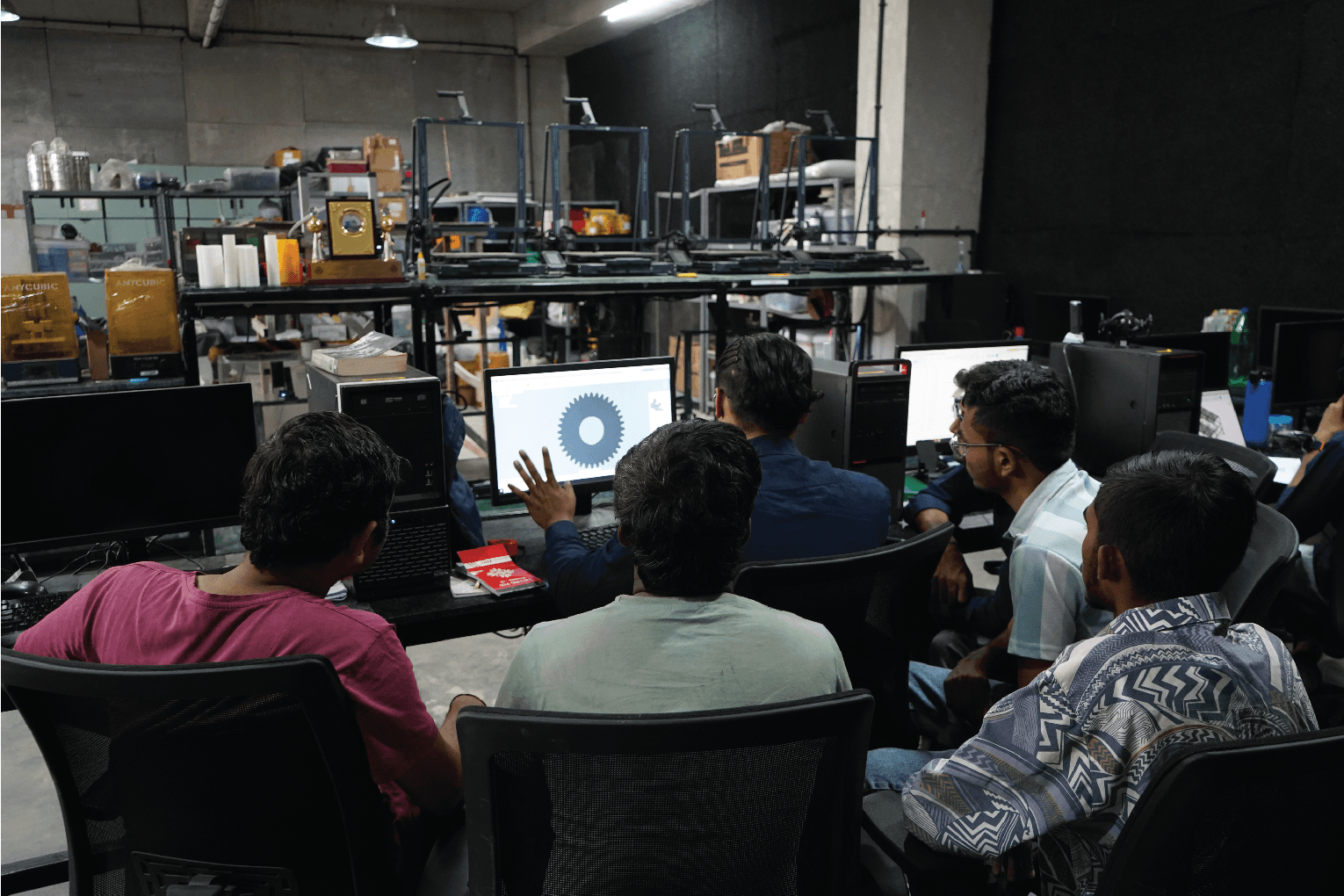 Offside Works fabrication team in CAD design workshop, Surat