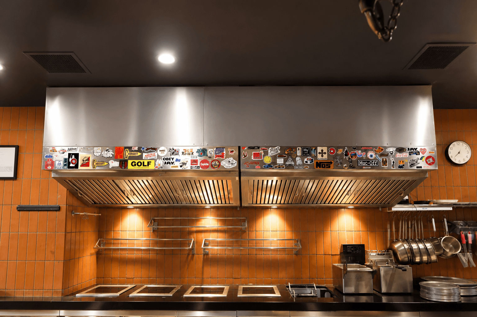Commercial kitchen exhaust hood stainless steel workbench fabrication — Kitchen Fabrication